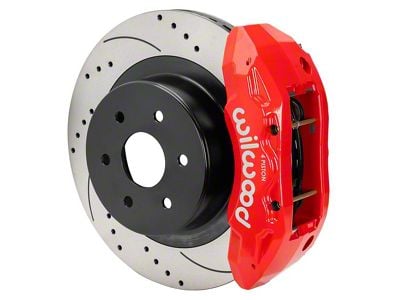 Wilwood Tactical Extreme TX4R Rear Big Brake Kit with 16-Inch Drilled and Slotted Rotors; Red Calipers (99-18 Silverado 1500)