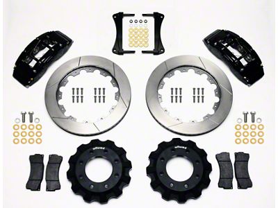 Wilwood TC6R Front Big Brake Kit with Slotted Rotors; Black Calipers (99-18 Silverado 1500)