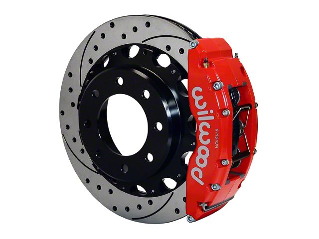 Wilwood TC6R Rear Big Brake Kit with 16-Inch Drilled and Slotted Rotors; Red Calipers (07-10 Silverado 2500 HD)
