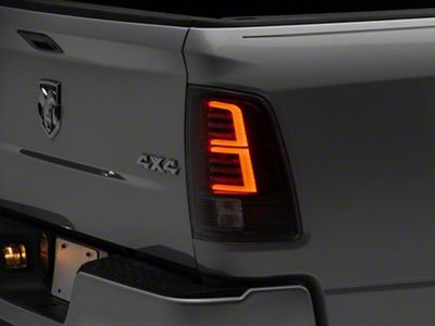 Sequential LED Tail Lights; Gloss Black Housing; Clear Lens (09-18 RAM 1500 w/ Factory Halogen Tail Lights)