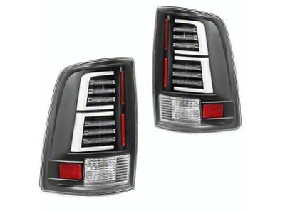 Sequential LED Tail Lights; Black Housing; Clear Lens (10-18 RAM 2500 w/ Factory Halogen Tail Lights)