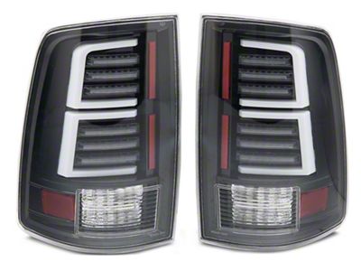 Sequential LED Tail Lights; Gloss Black Housing; Clear Lens (10-18 RAM 2500 w/ Factory Halogen Tail Lights)