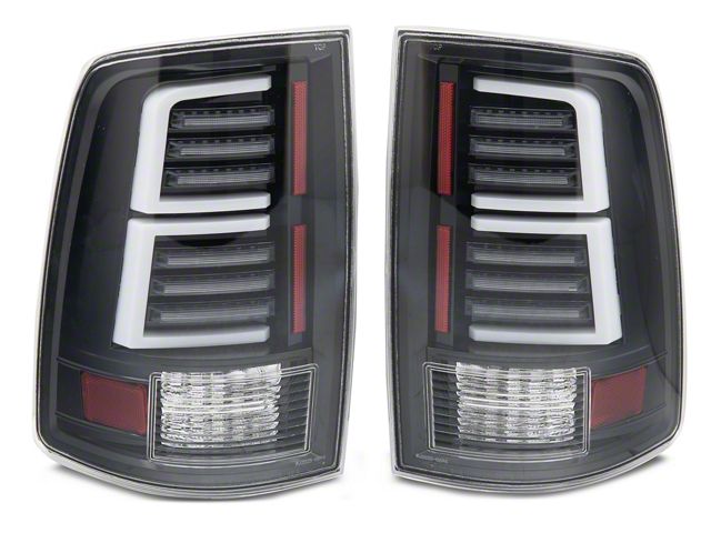 Sequential LED Tail Lights; Gloss Black Housing; Clear Lens (10-18 RAM 2500 w/ Factory Halogen Tail Lights)
