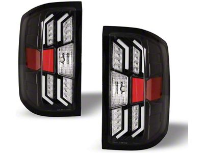 LED Tail Lights; Gloss Black Housing; Clear Lens (15-19 Silverado 2500 HD)