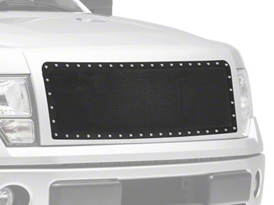 RedRock Wire Mesh Upper Grille Insert with Frame and Rivets; Black (09-14 F-150, Excluding Raptor)