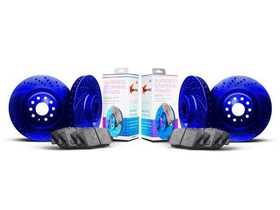 Xbrakes Xi Series 6-Lug Brake Rotor and Pad Kit; Front and Rear; Blue (23-25 Colorado)