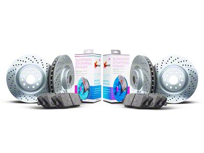 Xbrakes Xi Series 6-Lug Brake Rotor and Pad Kit; Front and Rear; Silver (19-25 RAM 1500, Excluding RHO & TRX)