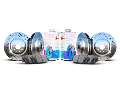Xbrakes Xi Series 8-Lug Brake Rotor and Pad Kit; Front and Rear; Chrome (09-18 RAM 2500)