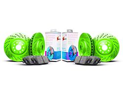 Xbrakes Xi Series 8-Lug Brake Rotor and Pad Kit; Front and Rear; Green (19-25 RAM 2500)