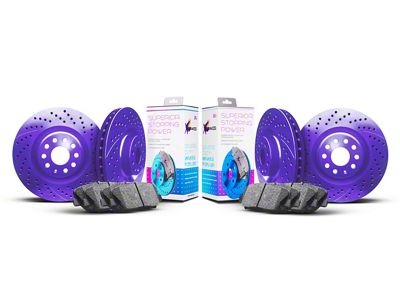 Xbrakes Xi Series 8-Lug Brake Rotor and Pad Kit; Front and Rear; Purple (09-18 RAM 2500)