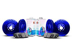 Xbrakes Xi Series 8-Lug Brake Rotor and Pad Kit; Front and Rear; Blue (09-18 RAM 3500)