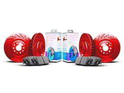 Xbrakes Xi Series 8-Lug Brake Rotor and Pad Kit; Front and Rear; Red (19-26 RAM 3500 SRW)