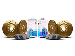 Xbrakes Xi Series 8-Lug Brake Rotor and Pad Kit; Front and Rear; Gold (20-26 Sierra 2500 HD)