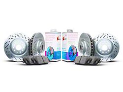 Xbrakes Xi Series 8-Lug Brake Rotor and Pad Kit; Front and Rear; Silver (20-26 Sierra 2500 HD)