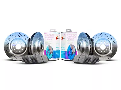 Xbrakes Xi Series 6-Lug Brake Rotor and Pad Kit; Front and Rear; Chrome (08-20 Tahoe, Excluding Police)