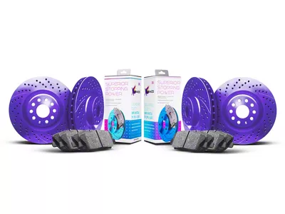 Xbrakes Xi Series 6-Lug Brake Rotor and Pad Kit; Front and Rear; Purple (08-20 Tahoe, Excluding Police)