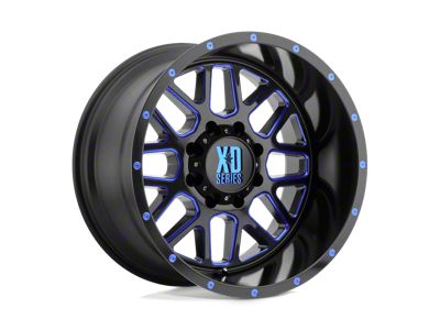 XD Grenade Satin Black Milled with Blue Clear Coat 8-Lug Wheel; 20x12; -44mm Offset (01-06 Silverado 2500 HD)