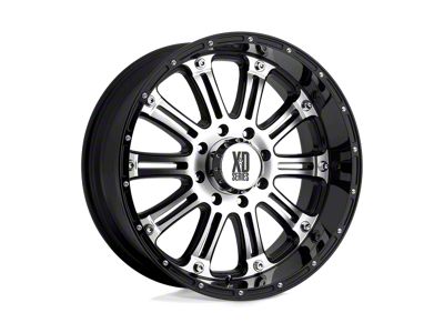 XD Hoss Gloss Black Machined 8-Lug Wheel; 22x9.5; 0mm Offset (01-06 Silverado 3500 HD SRW)