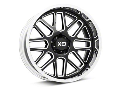 XD Grenade Gloss Black Milled with Chrome Lip 5-Lug Wheel; 22x12; -44mm Offset (02-08 RAM 1500, Excluding Mega Cab)