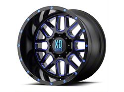 XD Grenade Satin Black Milled with Blue Clear Coat 8-Lug Wheel; 20x10; -24mm Offset (03-09 RAM 3500 SRW)