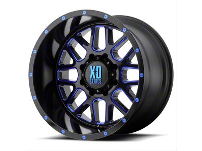 XD Grenade Satin Black Milled with Blue Clear Coat 8-Lug Wheel; 20x10; -24mm Offset (03-09 RAM 3500 SRW)