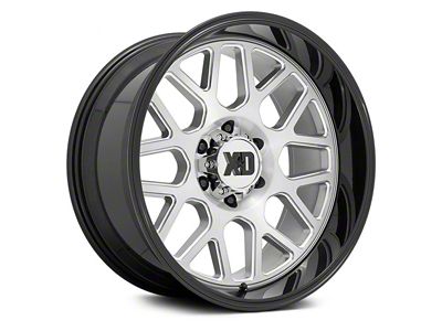 XD Grenade 2 Brushed Milled with Gloss Black Lip 6-Lug Wheel; 22x12; -44mm Offset (07-13 Sierra 1500)