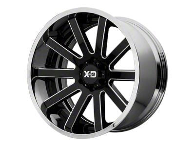 XD Heist Gloss Black Milled Center with Chrome Lip 6-Lug Wheel; 22x12; -44mm Offset (07-13 Sierra 1500)