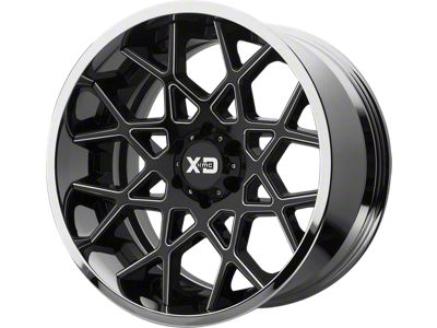 XD Chopstix Gloss Black Milled with Center Chrome Lip 6-Lug Wheel; 20x10; -18mm Offset (07-13 Silverado 1500)