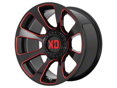 XD Reactor Gloss Black Milled with Red Tint 6-Lug Wheel; 20x9; 18mm Offset (07-14 Yukon)