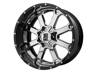 XD Buck 25 Chrome Center with Gloss Black Milled Lip 8-Lug Wheel; 22x12; -44mm Offset (08-10 F-250 Super Duty)