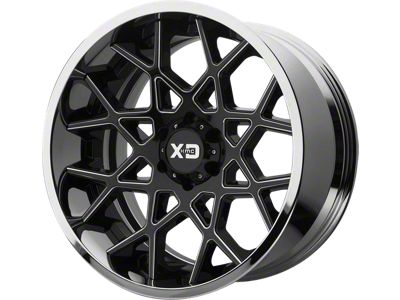 XD Chopstix Gloss Black Milled Center with Chrome Lip 8-Lug Wheel; 20x12; -44mm Offset (08-10 F-250 Super Duty)