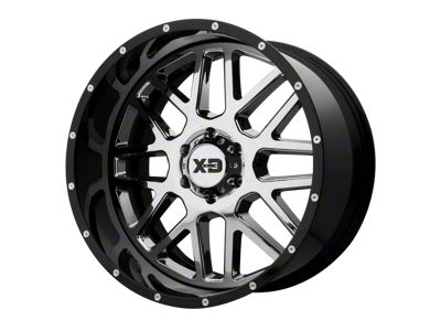 XD Grenade Chrome Center with Gloss Black Milled Lip 8-Lug Wheel; 20x10; -18mm Offset (08-10 F-250 Super Duty)