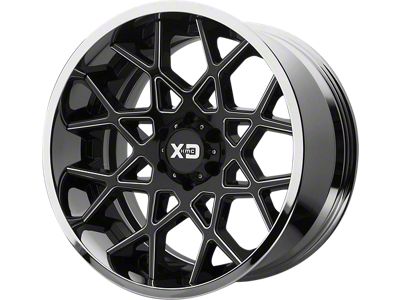 XD Chopstix Gloss Black Milled Center with Chrome Lip 6-Lug Wheel; 20x12; -44mm Offset (09-14 F-150)