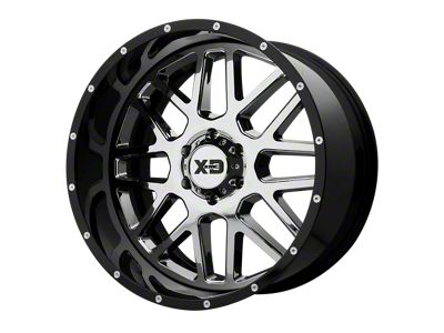 XD Grenade Chrome Center with Gloss Black Milled Lip 6-Lug Wheel; 22x12; -44mm Offset (09-14 F-150)