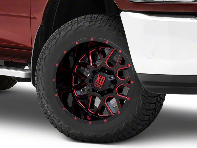 XD Grenade Satin Black Milled with Red Clear Coat 8-Lug Wheel; 20x10; -24mm Offset (10-18 RAM 2500)