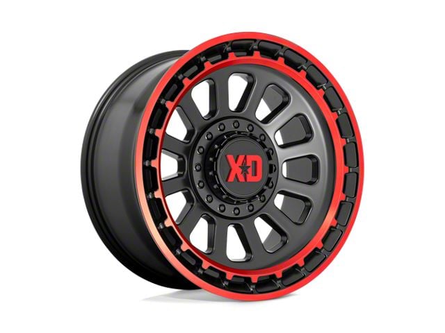 XD Omega Satin Black Machined Lip with Red Tint 8-Lug Wheel; 20x10; -18mm Offset (10-18 RAM 2500)