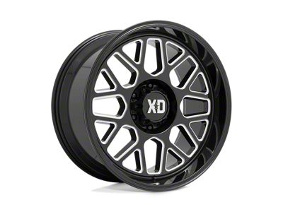 XD Grenade 2 Gloss Black Milled 8-Lug Wheel; 20x9; 18mm Offset (10-18 RAM 3500 SRW)