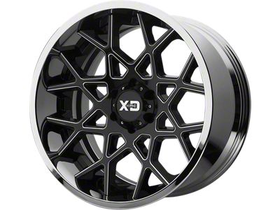 XD Chopstix Gloss Black Milled Center with Chrome Lip 8-Lug Wheel; 20x12; -44mm Offset (11-16 F-250 Super Duty)