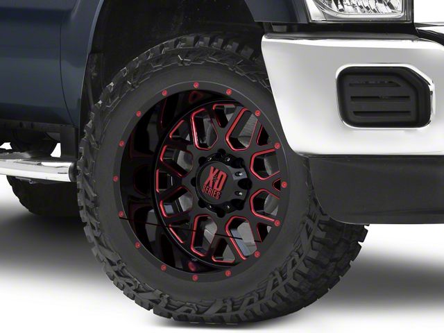 XD Grenade Satin Black Milled with Red Clear Coat 8-Lug Wheel; 20x10; -24mm Offset (11-16 F-250 Super Duty)