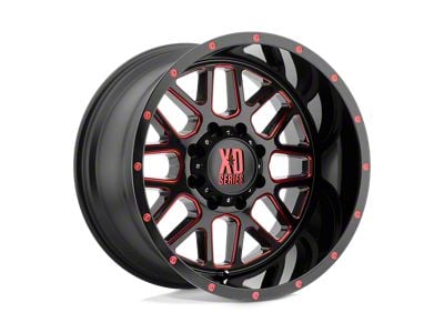 XD Grenade Satin Black Milled with Red Clear Coat 8-Lug Wheel; 20x12; -44mm Offset (11-16 F-350 Super Duty SRW)