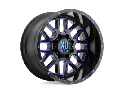 XD Grenade Satin Black Milled with Blue Clear Coat 6-Lug Wheel; 20x12; -44mm Offset (14-18 Silverado 1500)