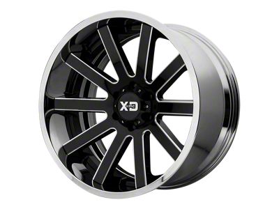 XD Heist Gloss Black Milled Center with Chrome Lip 6-Lug Wheel; 22x12; -44mm Offset (15-20 F-150)