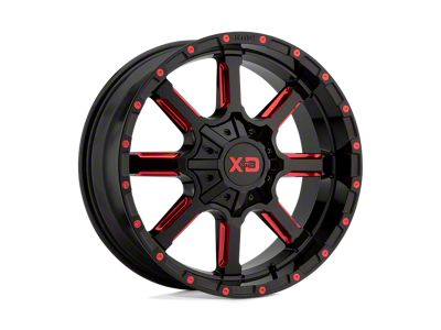 XD Mammoth Gloss Black Milled with Red Tint 8-Lug Wheel; 22x10; -18mm Offset (15-19 Sierra 2500 HD)