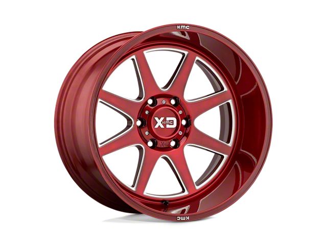 XD Pike Brushed Red with Milled Accent 8-Lug Wheel; 20x12; -44mm Offset (17-22 F-250 Super Duty)