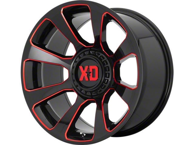 XD Reactor Gloss Black Milled with Red Tint 6-Lug Wheel; 20x9; 0mm Offset (19-24 Sierra 1500)