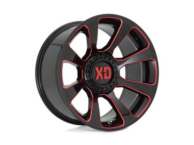 XD Reactor Gloss Black Milled with Red Tint 5-Lug Wheel; 20x9; 18mm Offset (94-01 RAM 1500)