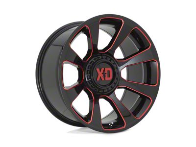 XD Reactor Gloss Black Milled with Red Tint 5-Lug Wheel; 20x9; 0mm Offset (94-01 RAM 1500)