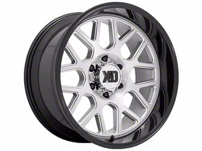 XD Grenade 2 Brushed Milled with Gloss Black Lip 6-Lug Wheel; 24x12; -44mm Offset (99-06 Sierra 1500)