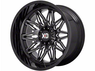 XD Gunner Gloss Black Milled 6-Lug Wheel; 22x10; -18mm Offset (99-06 Sierra 1500)