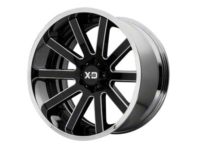 XD Heist Gloss Black Milled with Center Chrome Lip 6-Lug Wheel; 20x10; -18mm Offset (99-06 Sierra 1500)